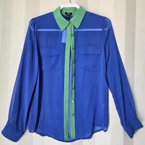 Cupio Royal Blue Shirt with Green Contrast Collar